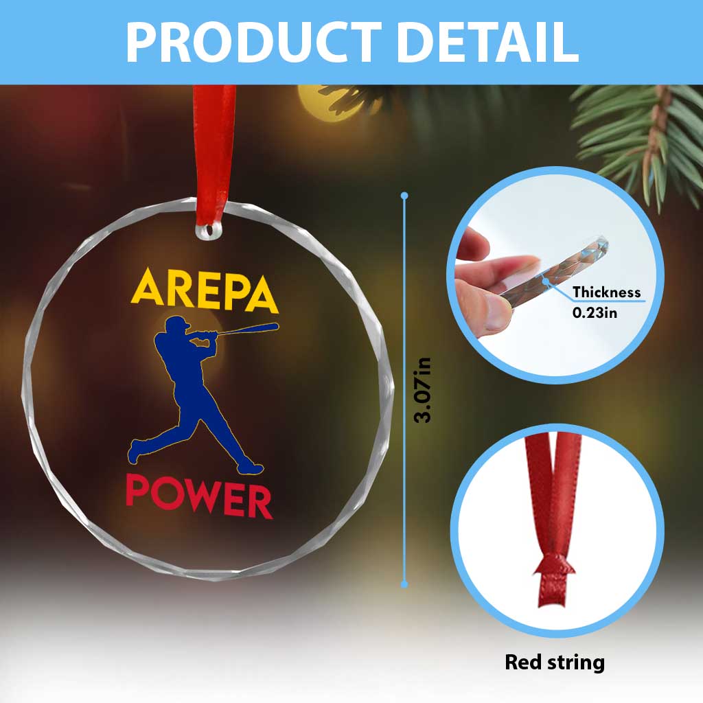 Arepa Power Baseball Batter Silhouette Crystal Glass Ornament Venezuelan Pride Beisbol for Baseball Fans TS02 Print Your Wear