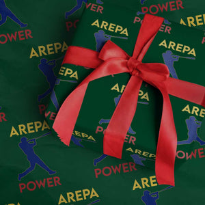 Arepa Power Baseball Batter Silhouette Wrapping Paper Roll Venezuelan Pride Beisbol for Baseball Fans TS02 Green Print Your Wear