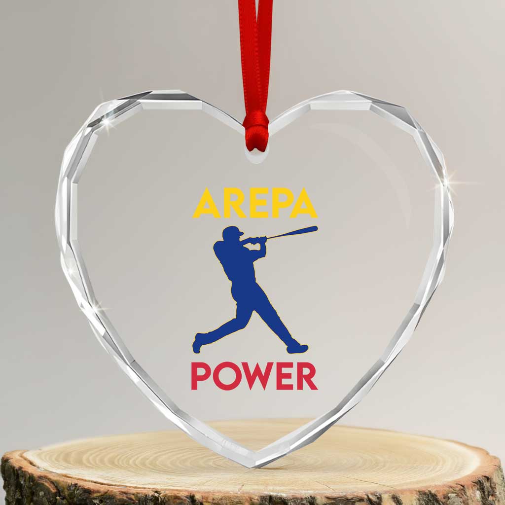 Arepa Power Baseball Batter Silhouette Heart Crystal Glass Ornament Venezuelan Pride Beisbol for Baseball Fans TS02 Transparent Glass 3'' Heart Print Your Wear