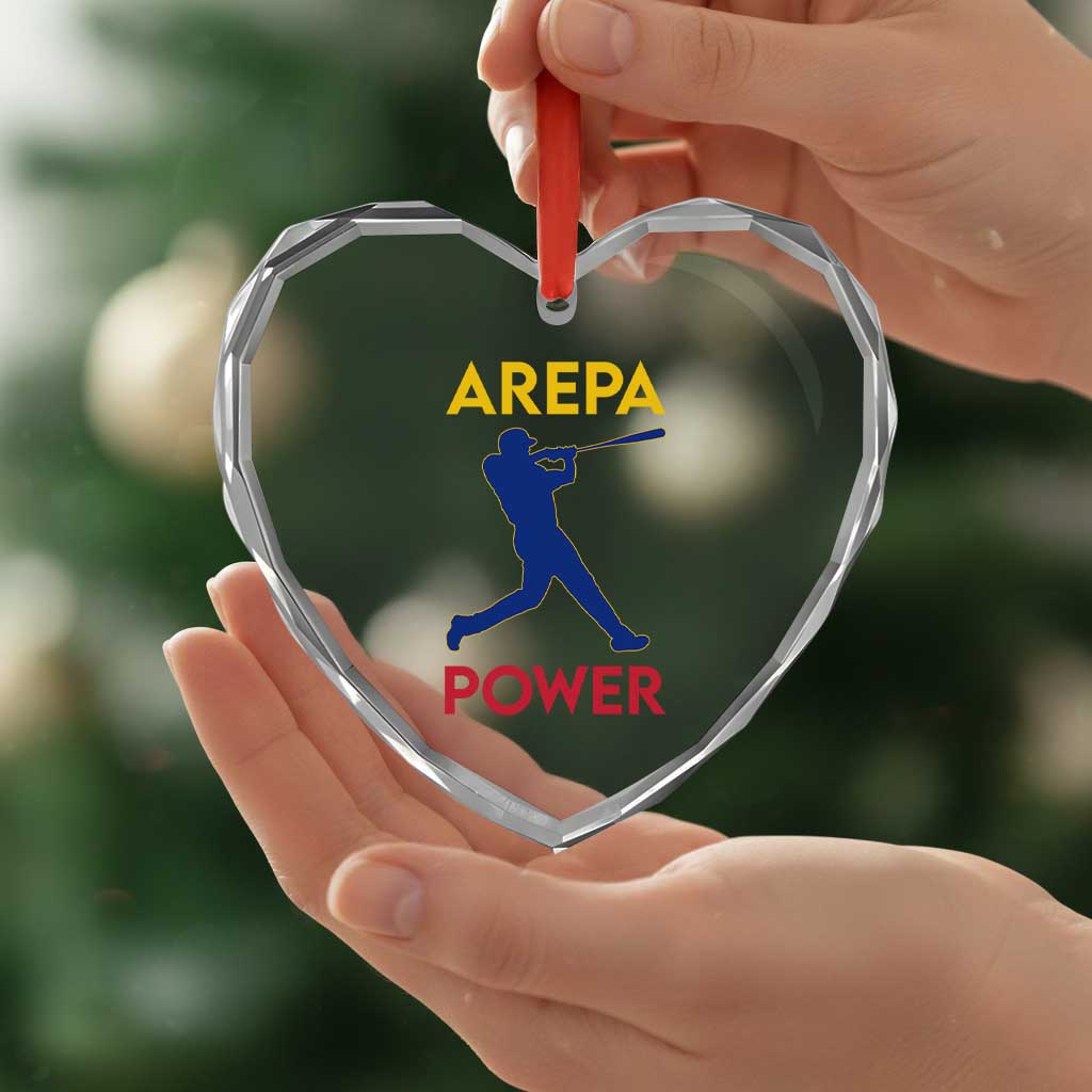 Arepa Power Baseball Batter Silhouette Heart Crystal Glass Ornament Venezuelan Pride Beisbol for Baseball Fans TS02 Print Your Wear