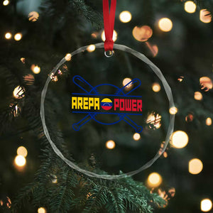 Arepa Power Baseball Crossed Bats Crystal Glass Ornament Funny Venezuelan Pride Gift for Latino Sports Fans TS02 Print Your Wear