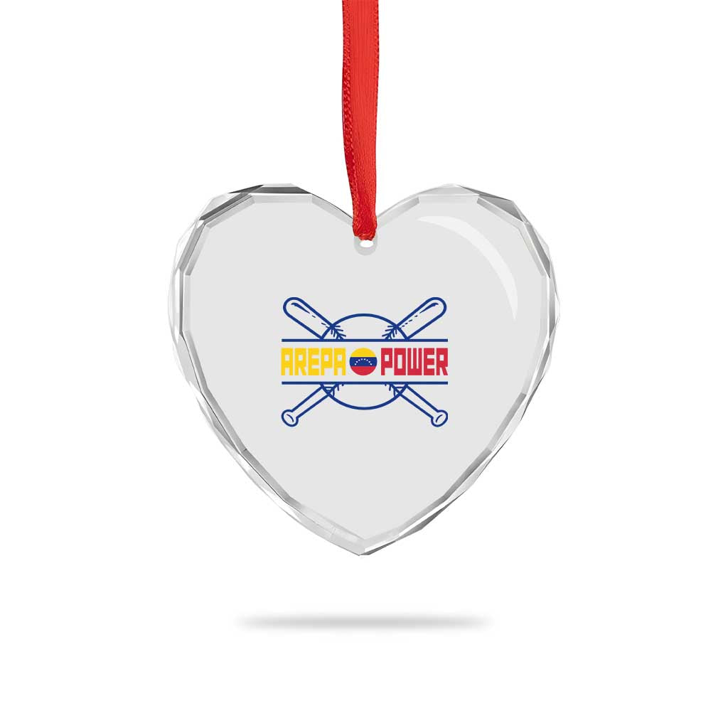 Arepa Power Baseball Crossed Bats Heart Crystal Glass Ornament Funny Venezuelan Pride Gift for Latino Sports Fans TS02 Print Your Wear