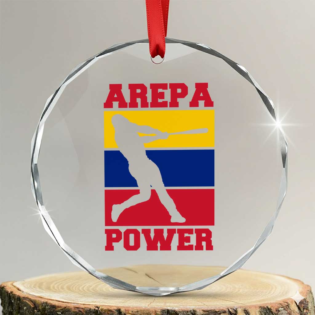 Arepa Power Venezuela Baseball Flag Crystal Glass Ornament Funny Venezuelan Pride Gift for Beisbol Lovers TS02 Transparent Glass 3'' Circle Print Your Wear