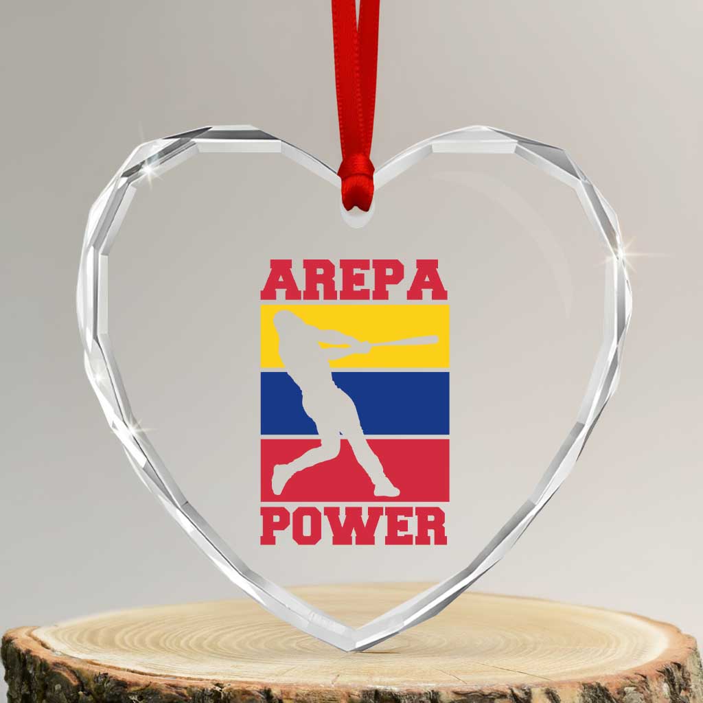 Arepa Power Venezuela Baseball Flag Heart Crystal Glass Ornament Funny Venezuelan Pride Gift for Beisbol Lovers TS02 Transparent Glass 3'' Heart Print Your Wear