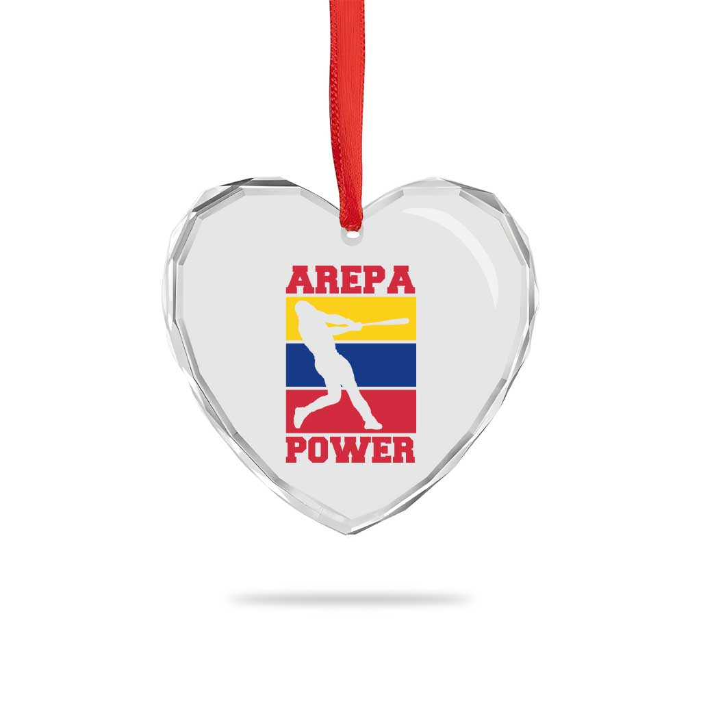 Arepa Power Venezuela Baseball Flag Heart Crystal Glass Ornament Funny Venezuelan Pride Gift for Beisbol Lovers TS02 Print Your Wear