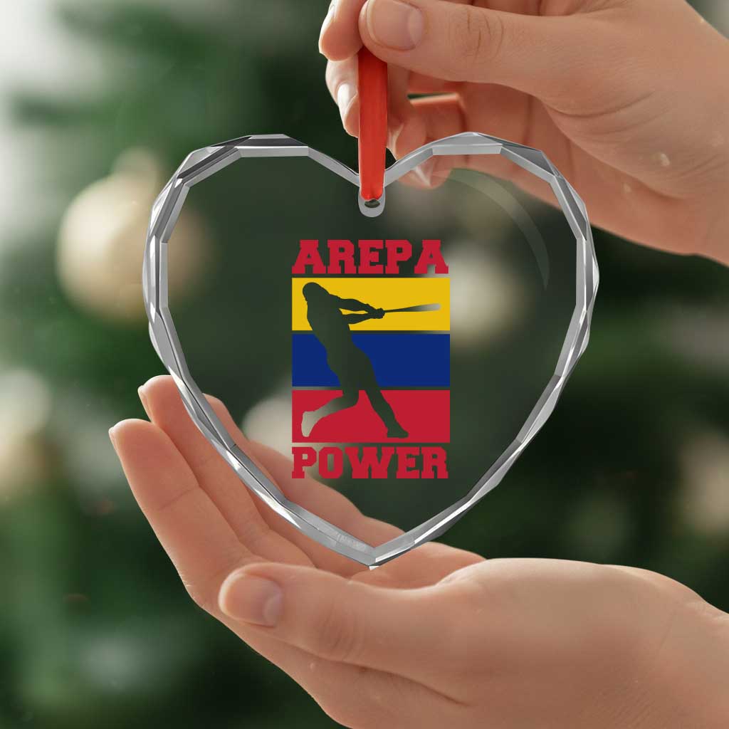 Arepa Power Venezuela Baseball Flag Heart Crystal Glass Ornament Funny Venezuelan Pride Gift for Beisbol Lovers TS02 Print Your Wear