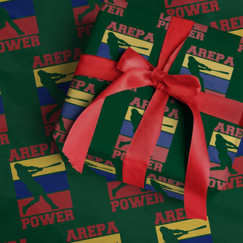 Arepa Power Venezuela Baseball Flag Wrapping Paper Roll Funny Venezuelan Pride Gift for Beisbol Lovers TS02 Green Print Your Wear