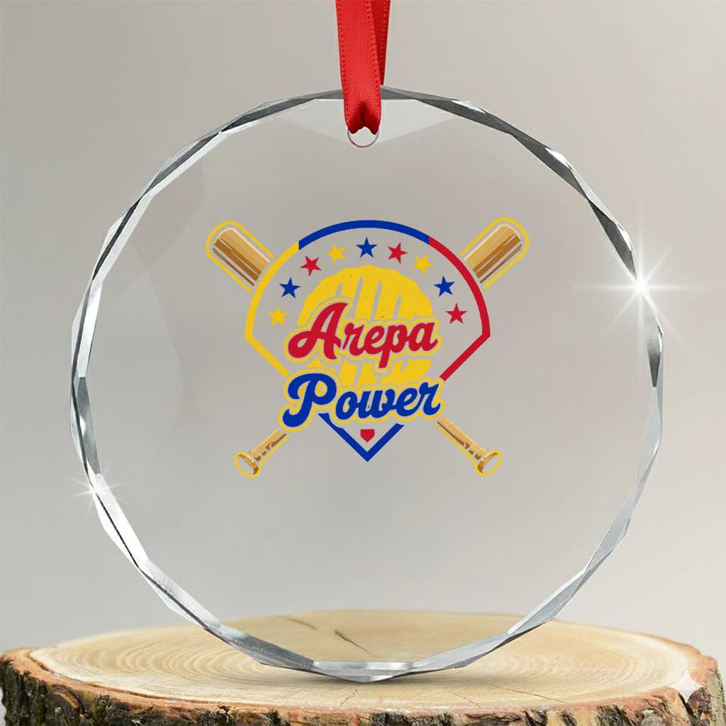Arepa Power Venezuela Baseball Lover Crystal Glass Ornament Venezuelan Pride TS11 Transparent Glass 3'' Circle Print Your Wear