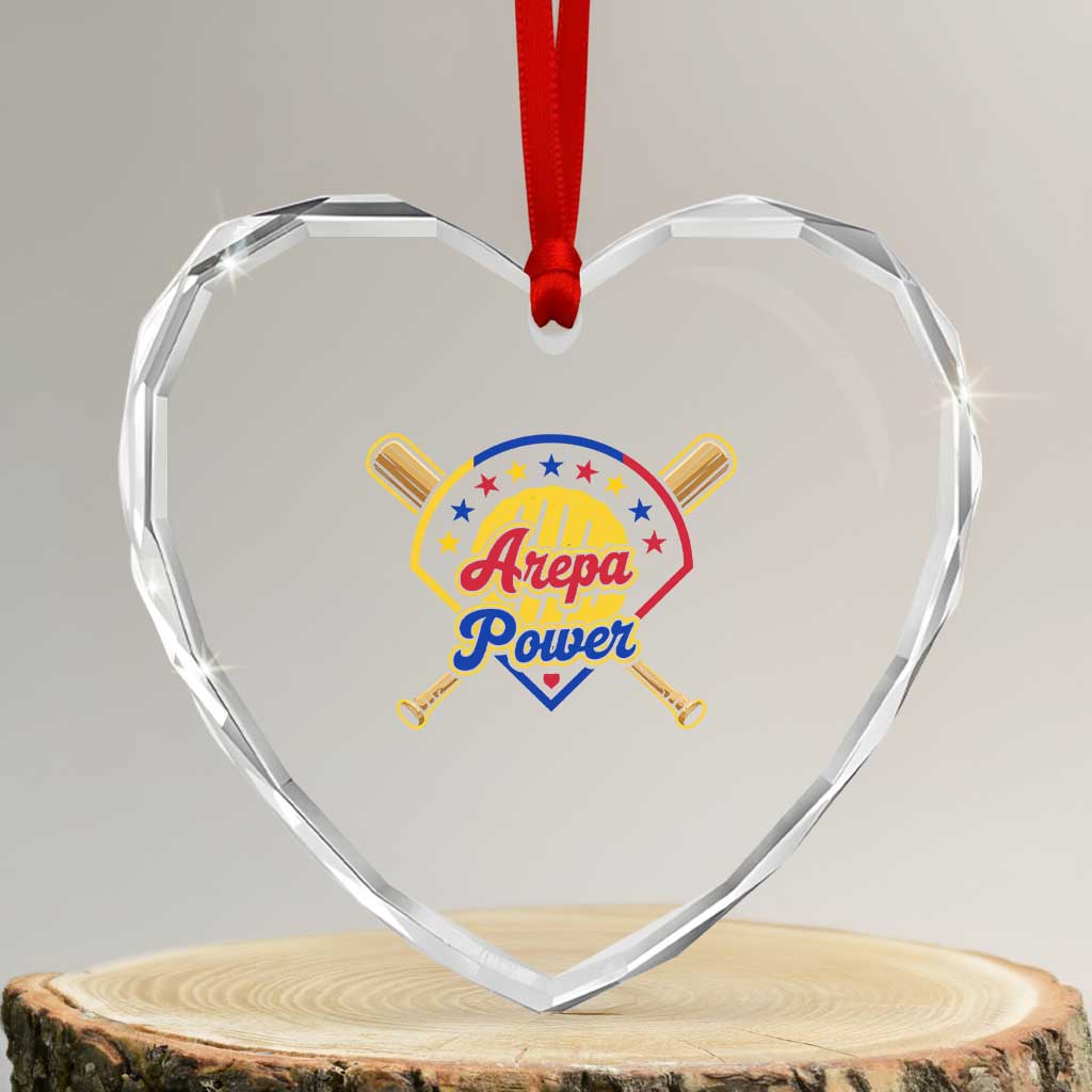Arepa Power Venezuela Baseball Lover Heart Crystal Glass Ornament Venezuelan Pride TS11 Transparent Glass 3'' Heart Print Your Wear