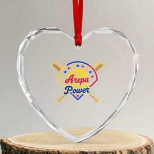 Arepa Power Venezuela Baseball Lover Heart Crystal Glass Ornament Venezuelan Pride TS11 Transparent Glass 3'' Heart Print Your Wear