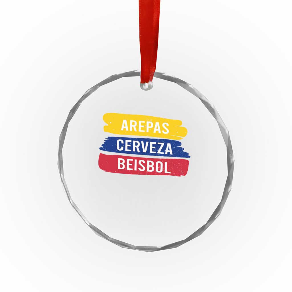Arepas Cerveza Beisbol Venezuela Things Crystal Glass Ornament Funny Latino Food Beer and Baseball Pride TS02 Print Your Wear