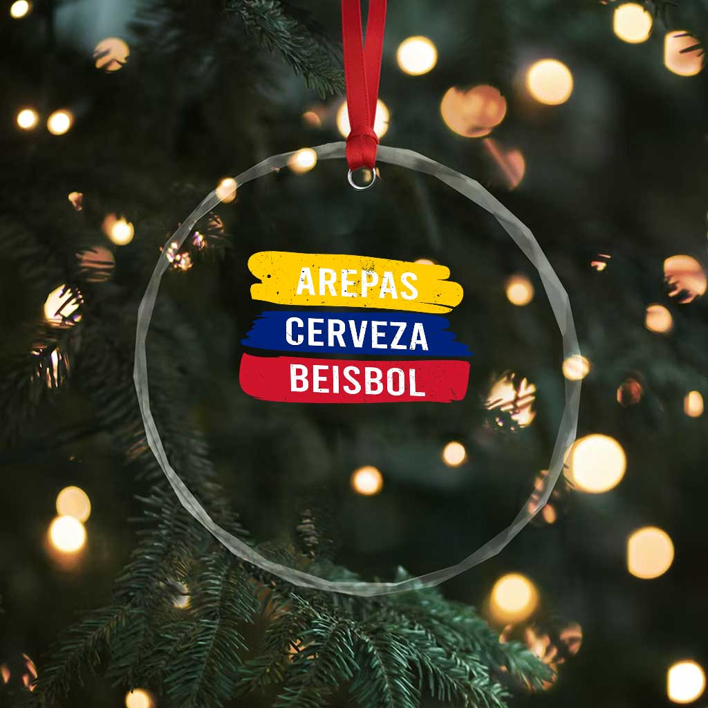 Arepas Cerveza Beisbol Venezuela Things Crystal Glass Ornament Funny Latino Food Beer and Baseball Pride TS02 Print Your Wear