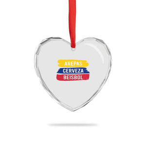 Arepas Cerveza Beisbol Venezuela Things Heart Crystal Glass Ornament Funny Latino Food Beer and Baseball Pride TS02 Print Your Wear