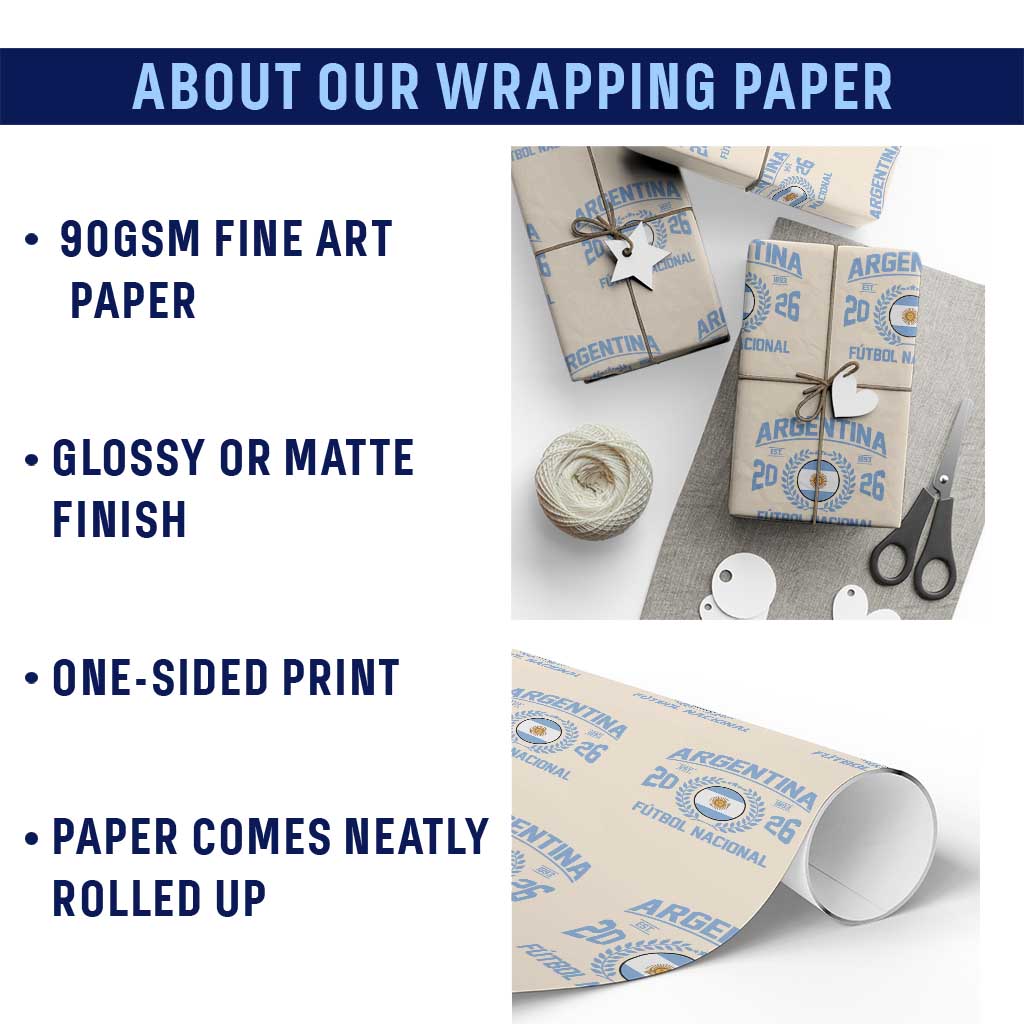 Argentina 2026 Soccer Football Fan Argentinian Flag Wrapping Paper Roll TS14 Print Your Wear