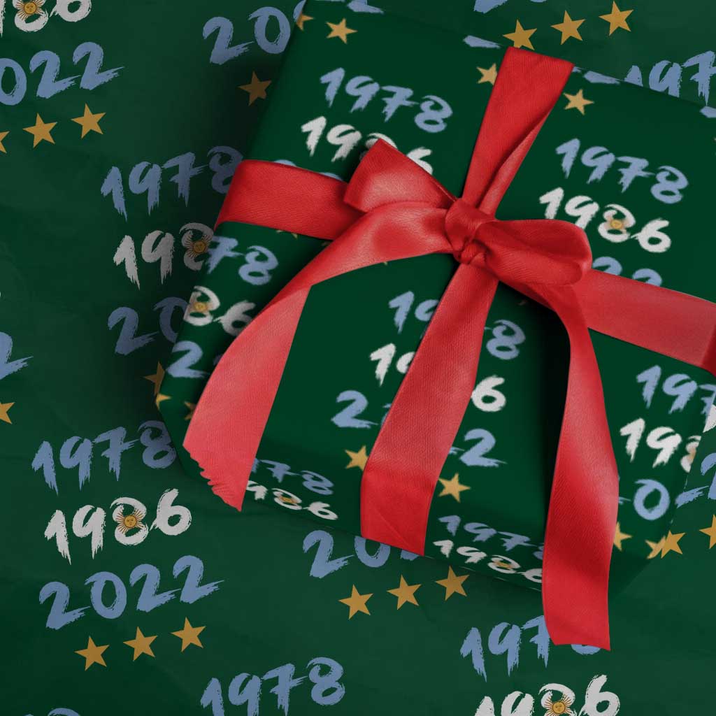 Argentina 3 Stars Champions Wrapping Paper Roll 1978 1986 2022 Football Pride TS12 Green Print Your Wear