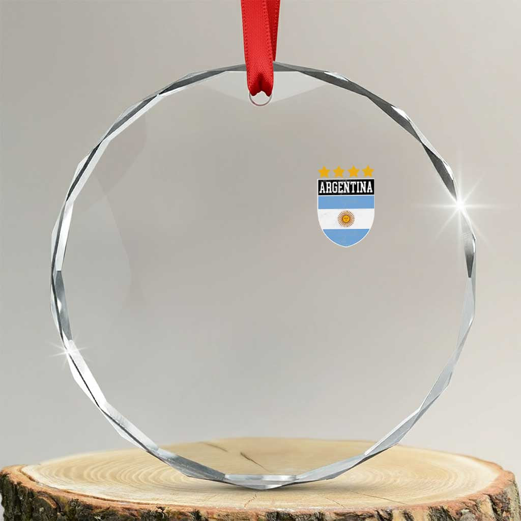 Argentina 4th Star Vintage Argentine Football Crest Crystal Glass Ornament TS11 Transparent Glass 3'' Circle Print Your Wear