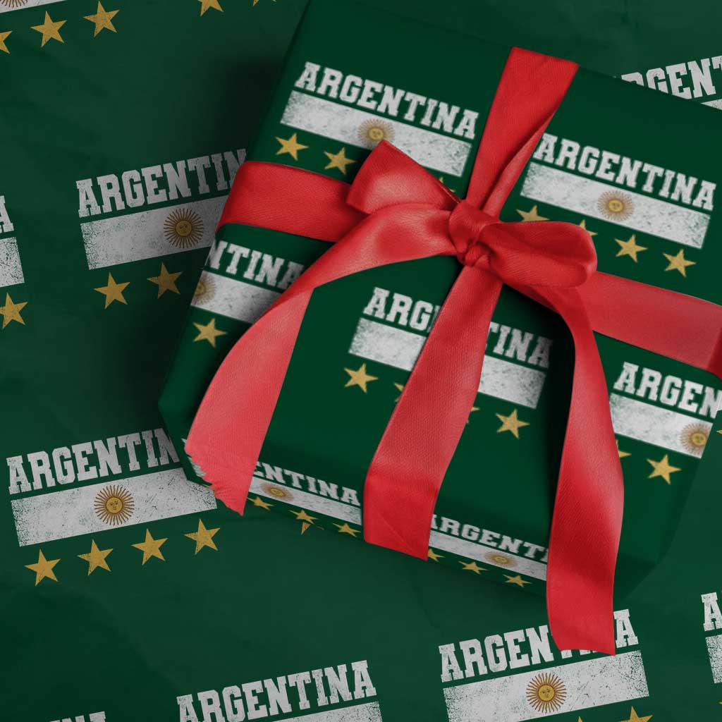 Argentina Champions 2026 4th Star Wrapping Paper Roll Vintage Sol De May and Stripes