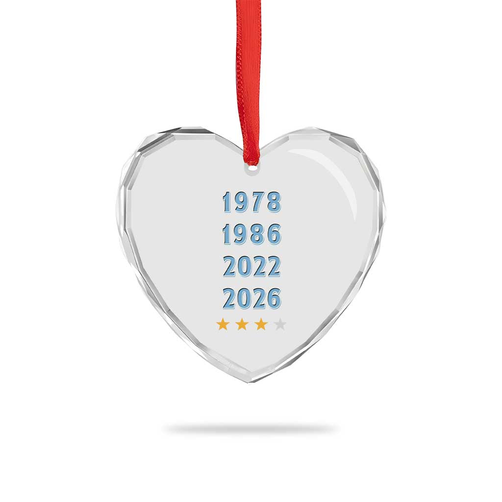 Argentina Flag Pride Soccer Heart Crystal Glass Ornament 1978 1986 2022 Future Fourth Star