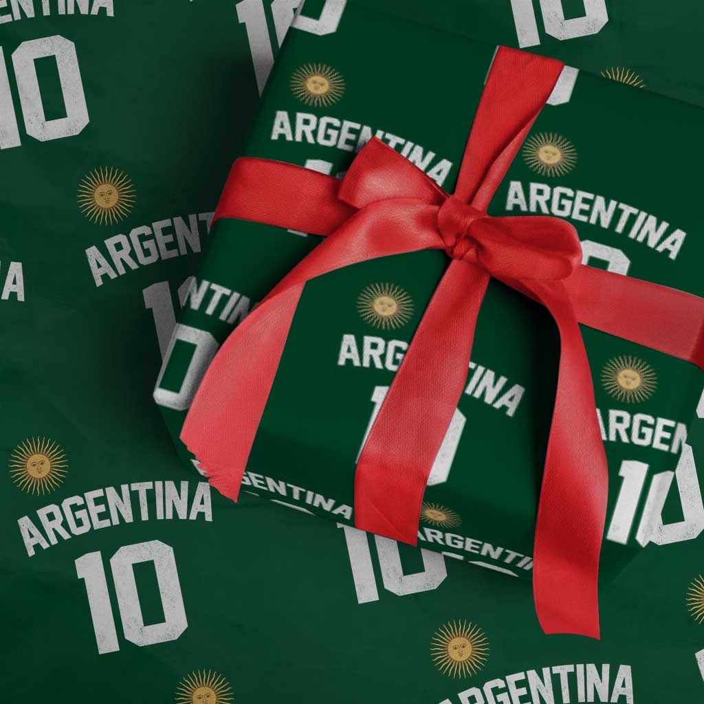 Argentina Football Number 10 Jersey Style Wrapping Paper Roll Soccer Fan TS11 Green Print Your Wear