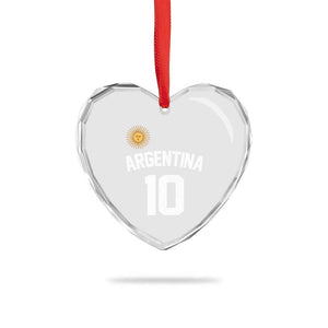 Argentina Football Number 10 Jersey Style Heart Crystal Glass Ornament Soccer Fan