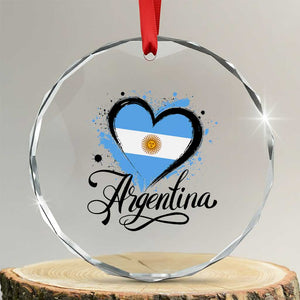 Argentina Heart Argentinian Flag Sun of May Patriotic Crystal Glass Ornament