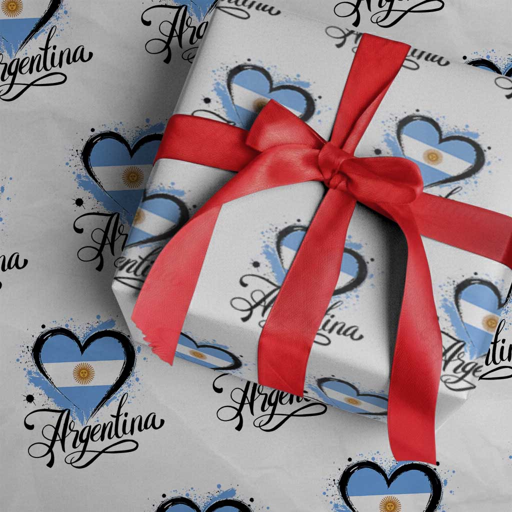 Argentina Heart Argentinian Flag Sun of May Patriotic Wrapping Paper Roll