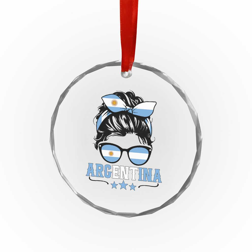 Argentina Messy Bun Proud Argentinian Flag Crystal Glass Ornament TS14 Print Your Wear