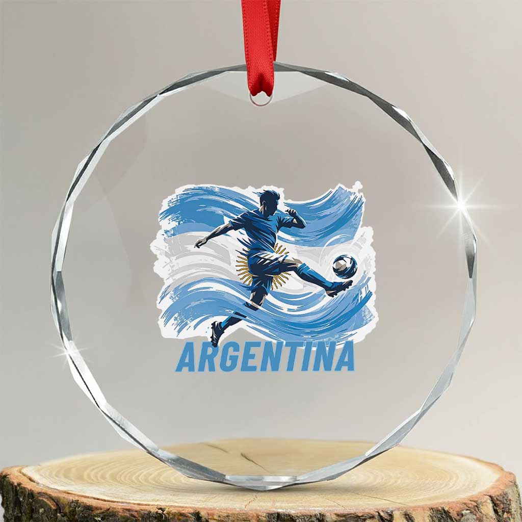 Argentina Soccer Fan Argentinian Flag Patriotic Sports Crystal Glass Ornament TS14 Transparent Glass 3'' Circle Print Your Wear