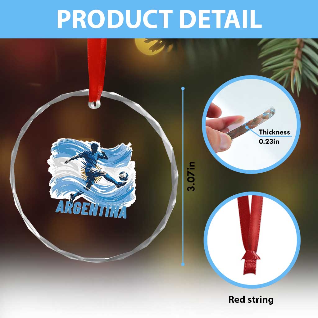 Argentina Soccer Fan Argentinian Flag Patriotic Sports Crystal Glass Ornament TS14 Print Your Wear