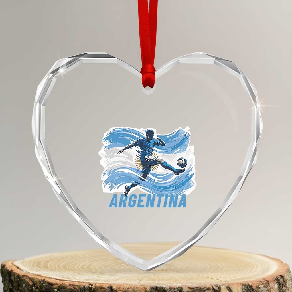 Argentina Soccer Fan Argentinian Flag Patriotic Sports Heart Crystal Glass Ornament TS14 Transparent Glass 3'' Heart Print Your Wear
