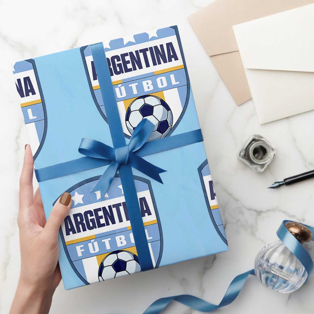Argentina Soccer Football Wrapping Paper Roll Argentinian Football Game Day Supporter TS14 Light Blue Print Your Wear