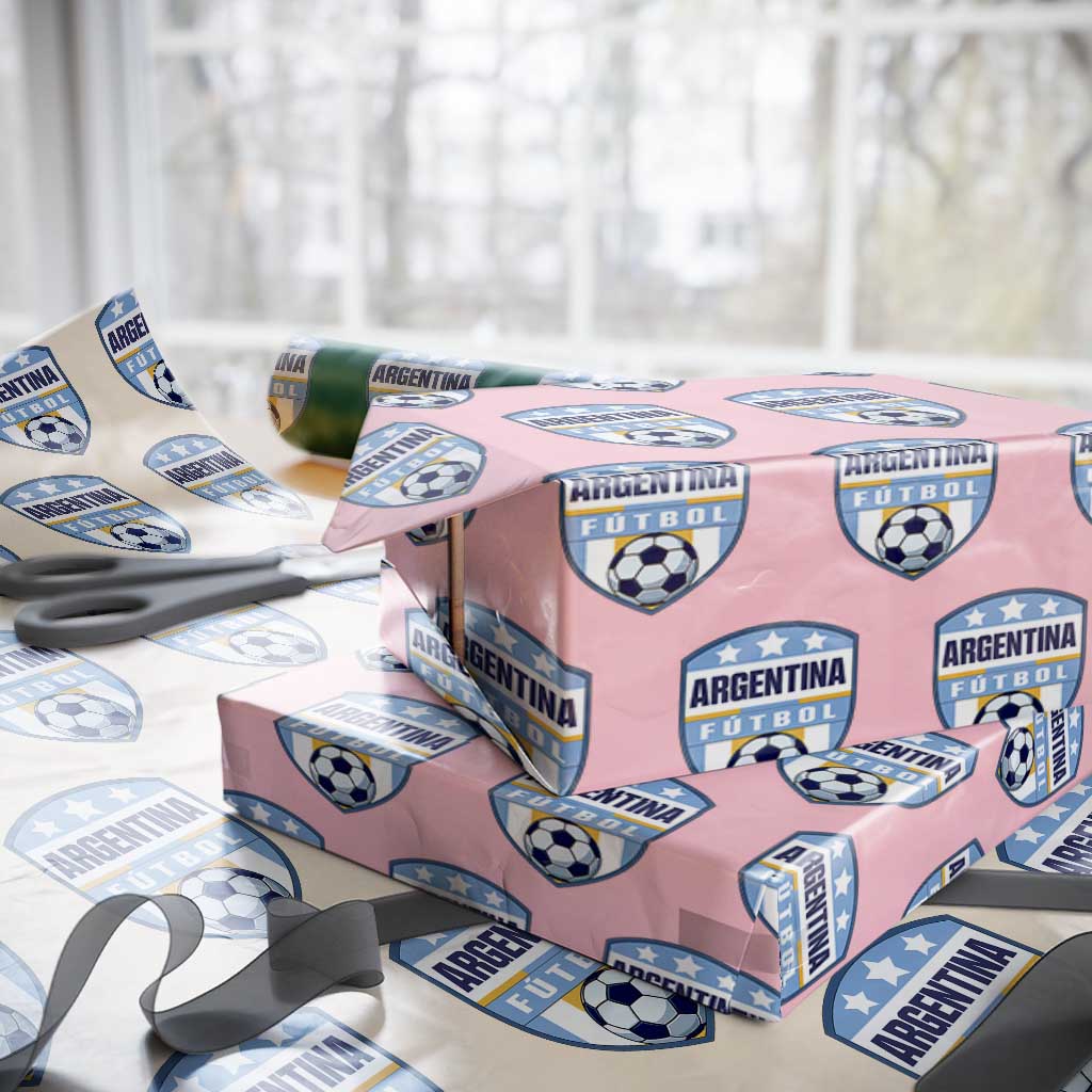 Argentina Soccer Football Wrapping Paper Roll Argentinian Football Game Day Supporter TS14 Light Pink Print Your Wear