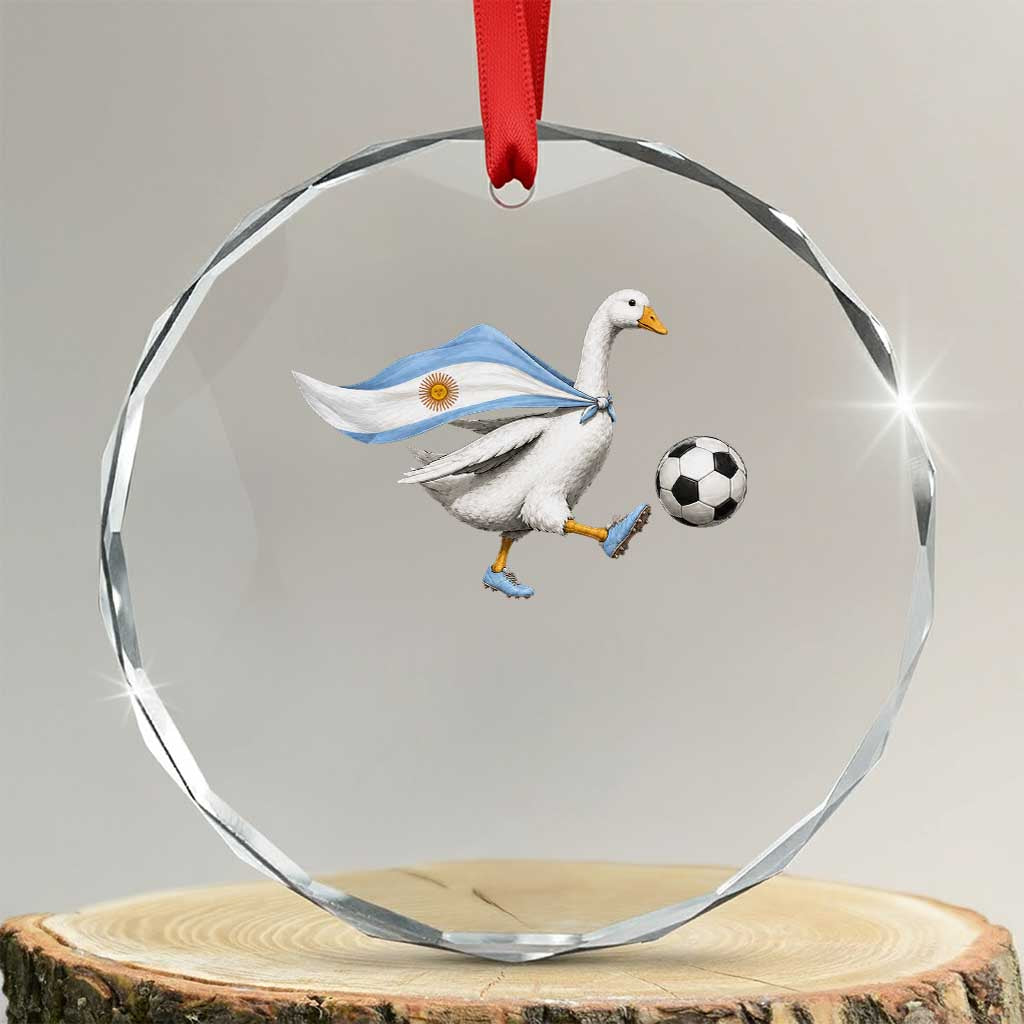 Argentina Soccer Goose Crystal Glass Ornament Argentine Flag Patriotic Football Fan Graphic TS10 Transparent Glass 3'' Circle Print Your Wear
