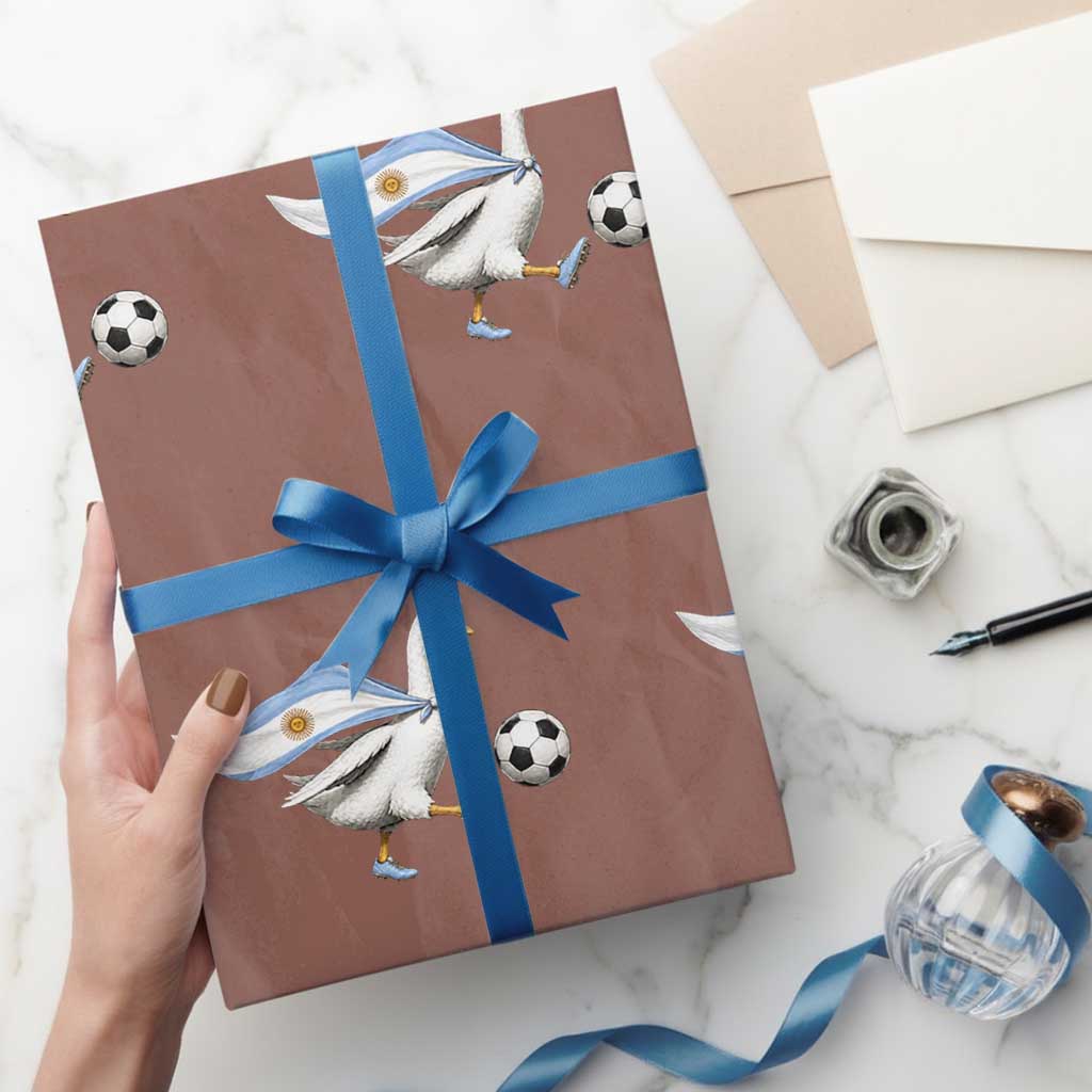 Argentina Soccer Goose Wrapping Paper Roll Argentine Flag Patriotic Football Fan Graphic TS10 Mocha Print Your Wear