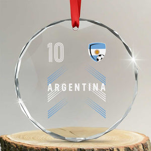 Argentina Soccer Sports Graphic Number 10 Jersey Style Crystal Glass Ornament Proud Argentine Football Fans Game Day Pride