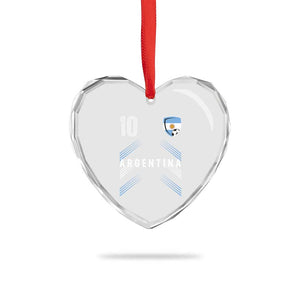 Argentina Soccer Sports Graphic Number 10 Jersey Style Heart Crystal Glass Ornament Proud Argentine Football Fans Game Day Pride