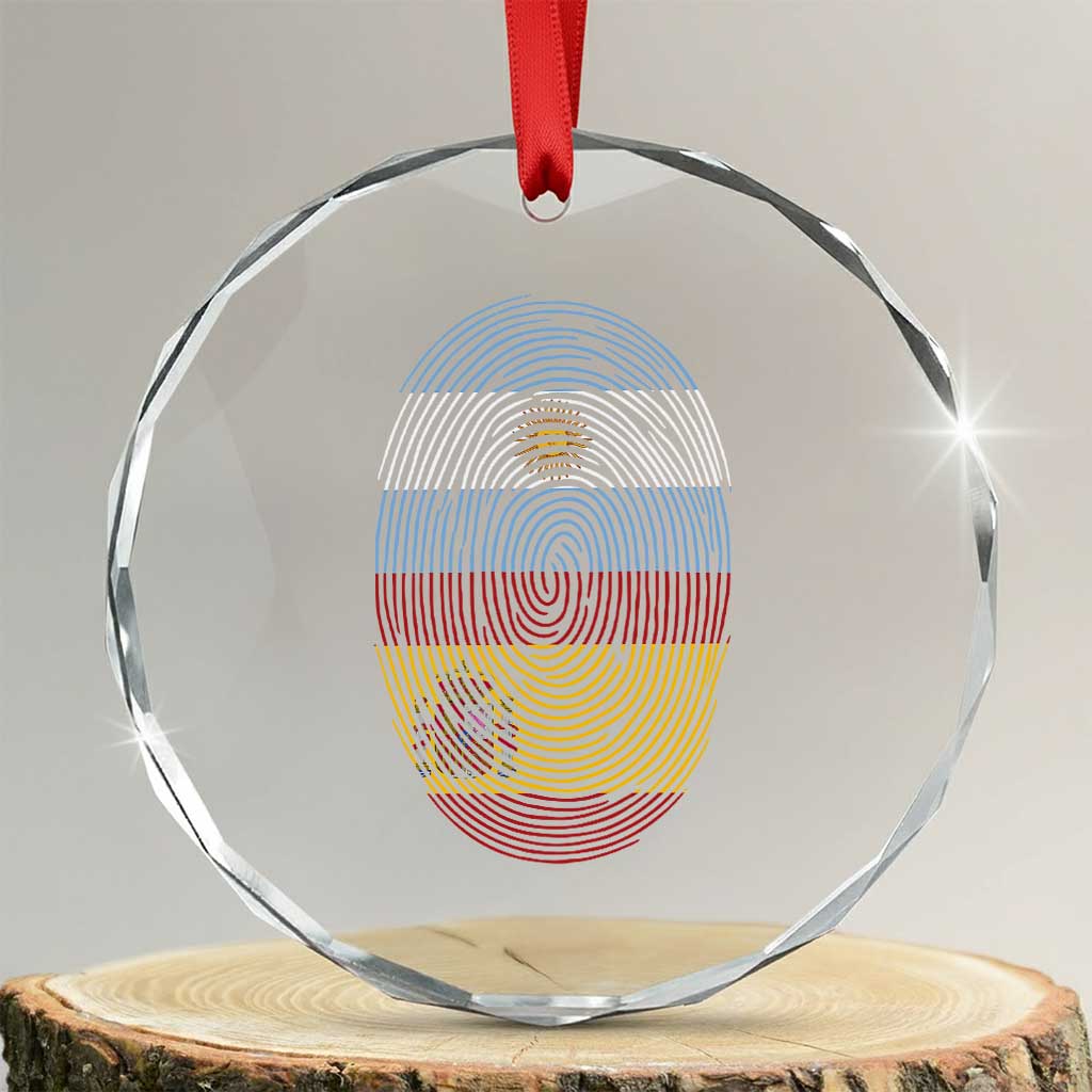 Argentina Spain Flag Fingerprint Graphic Crystal Glass Ornament Dual Heritage Spanish Argetine Pride Match Day TS02 Transparent Glass 3'' Circle Print Your Wear