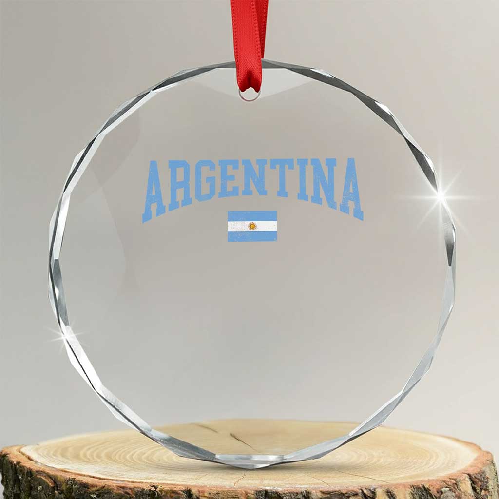 Argentina Sports Throwback Design Vintage Argentinian Flag Crystal Glass Ornament TS11 Transparent Glass 3'' Circle Print Your Wear