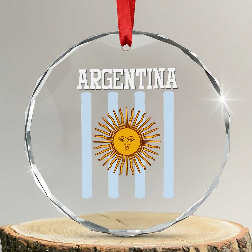 Argentina Sun of May Flag Retro Graphic Crystal Glass Ornament Patriotic Argentine Heritage Pride Souvenir TS02 Transparent Glass 3'' Circle Print Your Wear