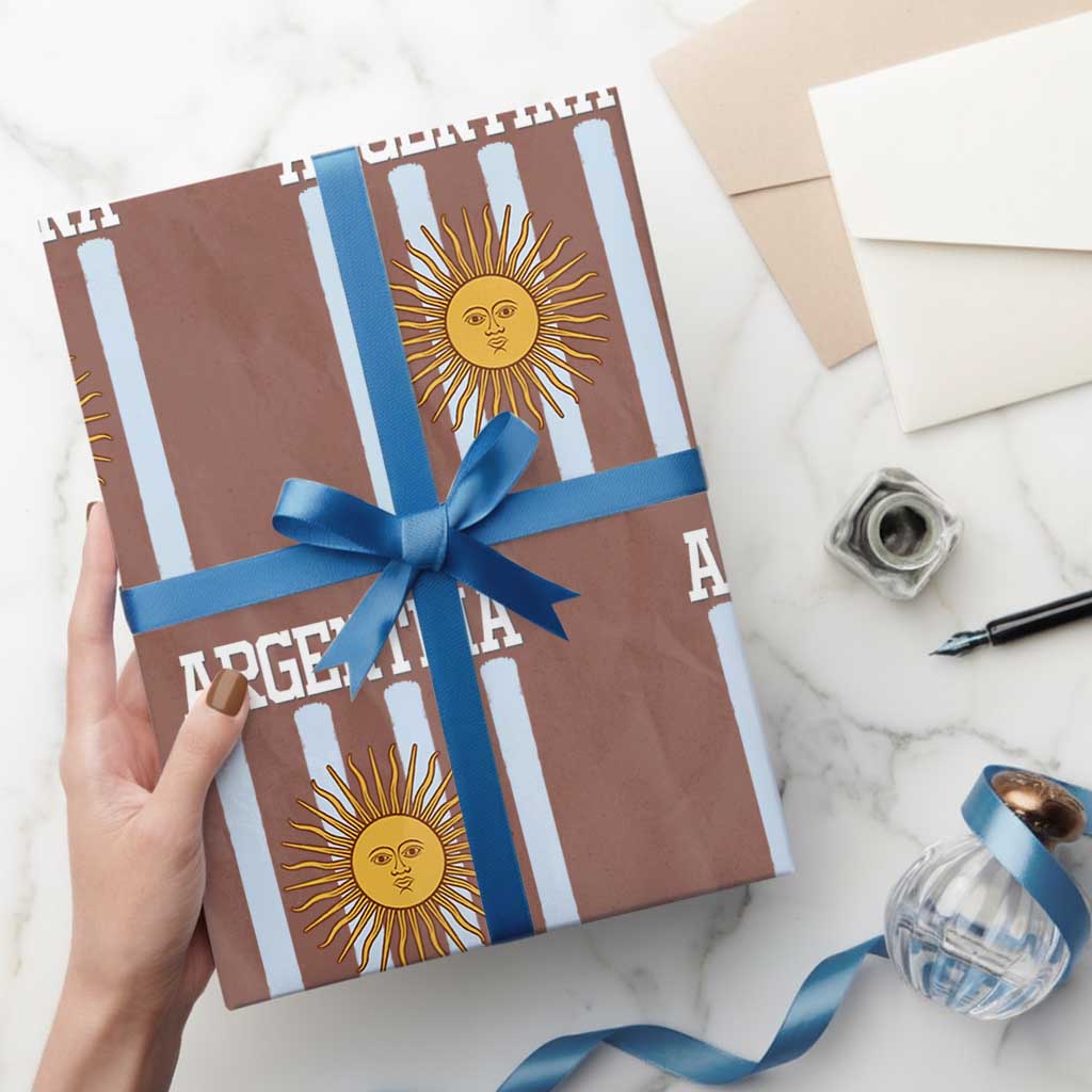 Argentina Sun of May Flag Retro Graphic Wrapping Paper Roll Patriotic Argentine Heritage Pride Souvenir TS02 Mocha Print Your Wear