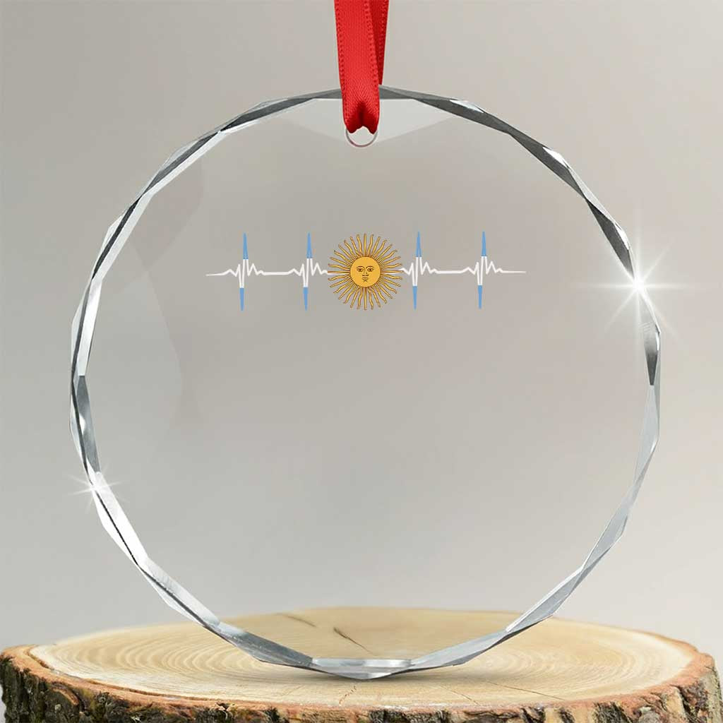Argentina Sun of May Heartbeat ECG Pulse Argentine Pride Crystal Glass Ornament TS11 Transparent Glass 3'' Circle Print Your Wear