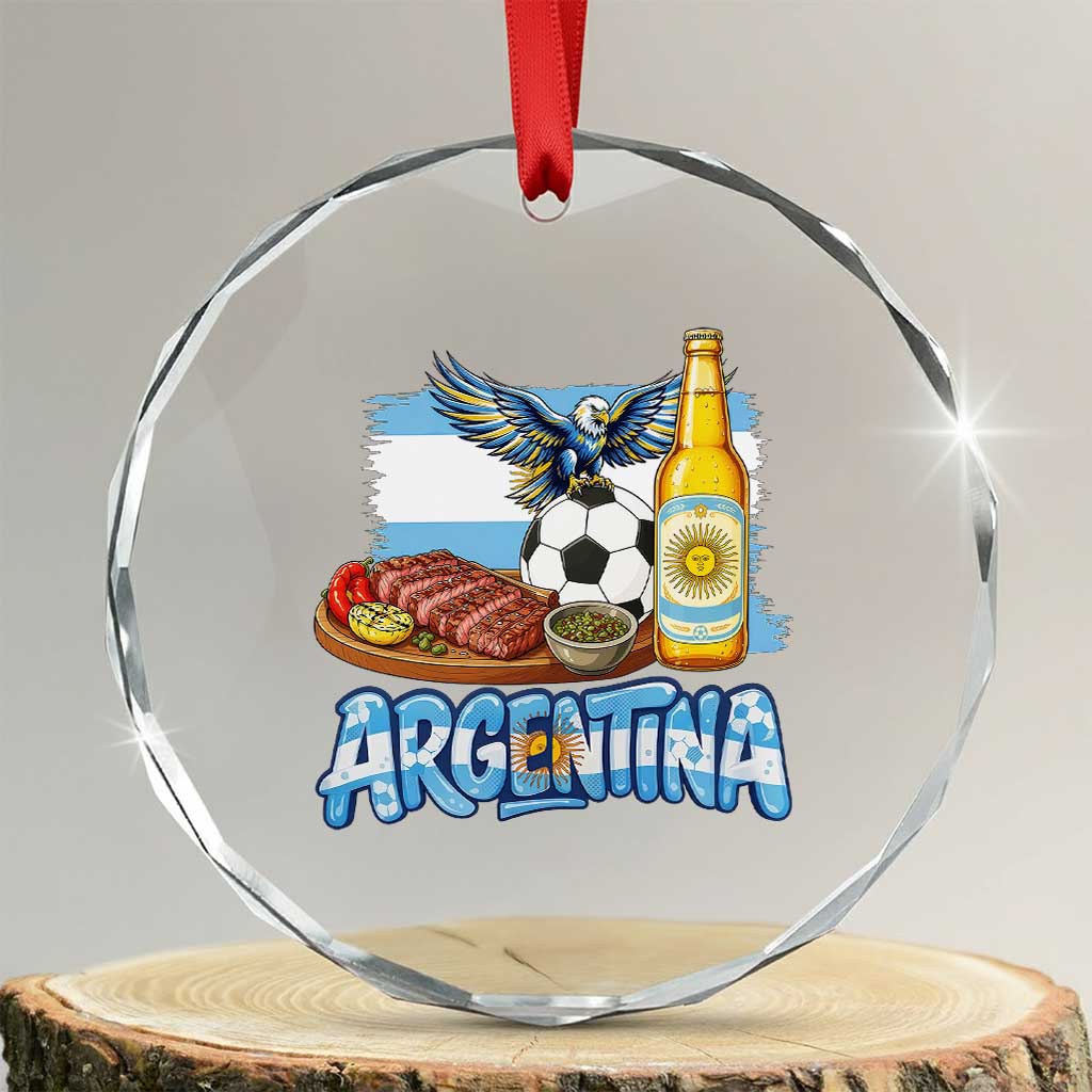 Argentine Pride Soccer And Beer Crystal Glass Ornament Football Fan Graphic TS12 Transparent Glass 3'' Circle Print Your Wear