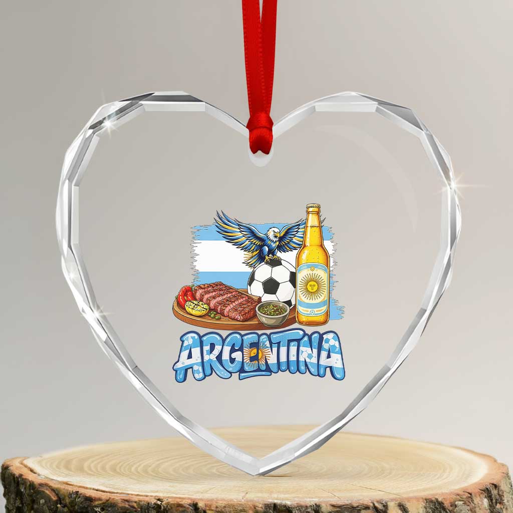 Argentine Pride Soccer And Beer Heart Crystal Glass Ornament Football Fan Graphic TS12 Transparent Glass 3'' Heart Print Your Wear