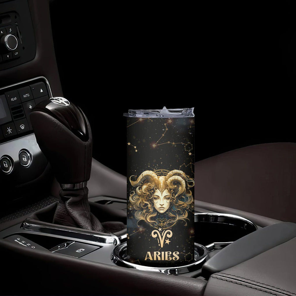 Aries Zodiac Skinny Tumbler Celestial Constellation Astrology Horoscope Galaxy TB02 Printyourwear