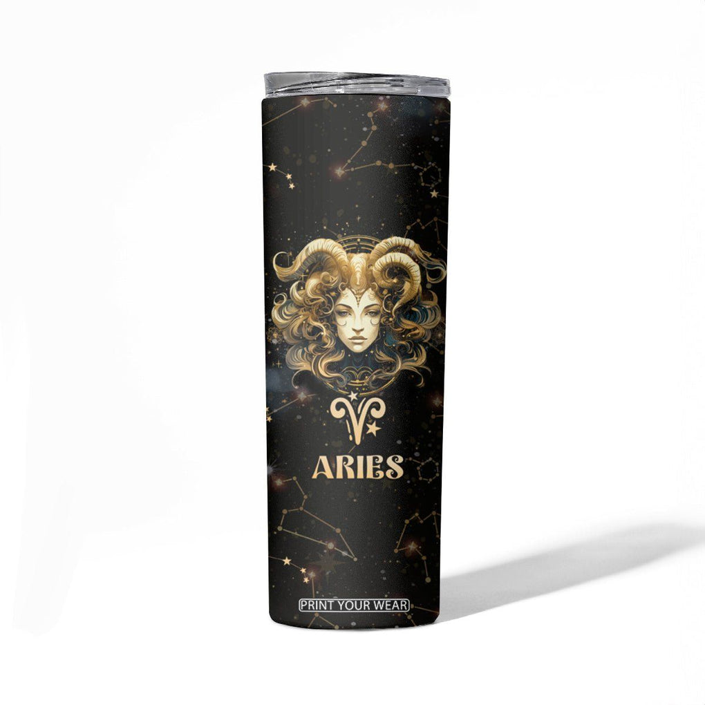 Aries Zodiac Skinny Tumbler Celestial Constellation Astrology Horoscope Galaxy TB02 Printyourwear