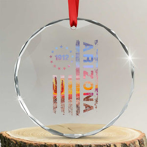 Arizona American Flag Pride Cactus Landscape Established 1912 Crystal Glass Ornament