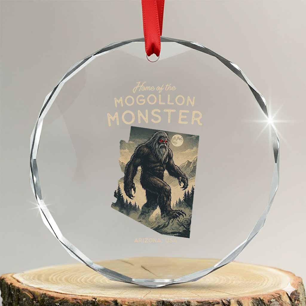 Arizona Cryptid Lover Crystal Glass Ornament Home Of The Mogollon Monster TS12 Transparent Glass 3'' Circle Print Your Wear