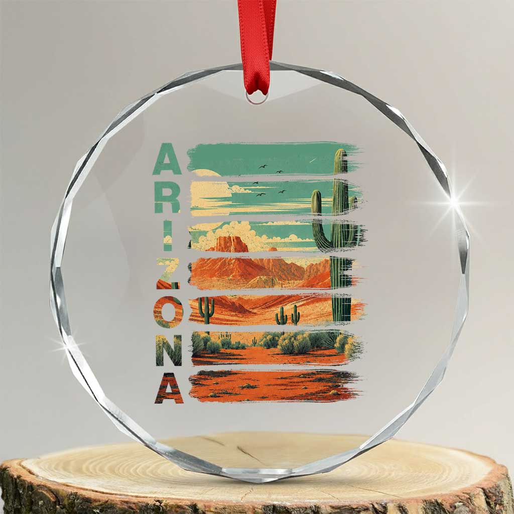 Arizona Desert Cactus Saguaro National Park Retro Crystal Glass Ornament TS14 Transparent Glass 3'' Circle Print Your Wear