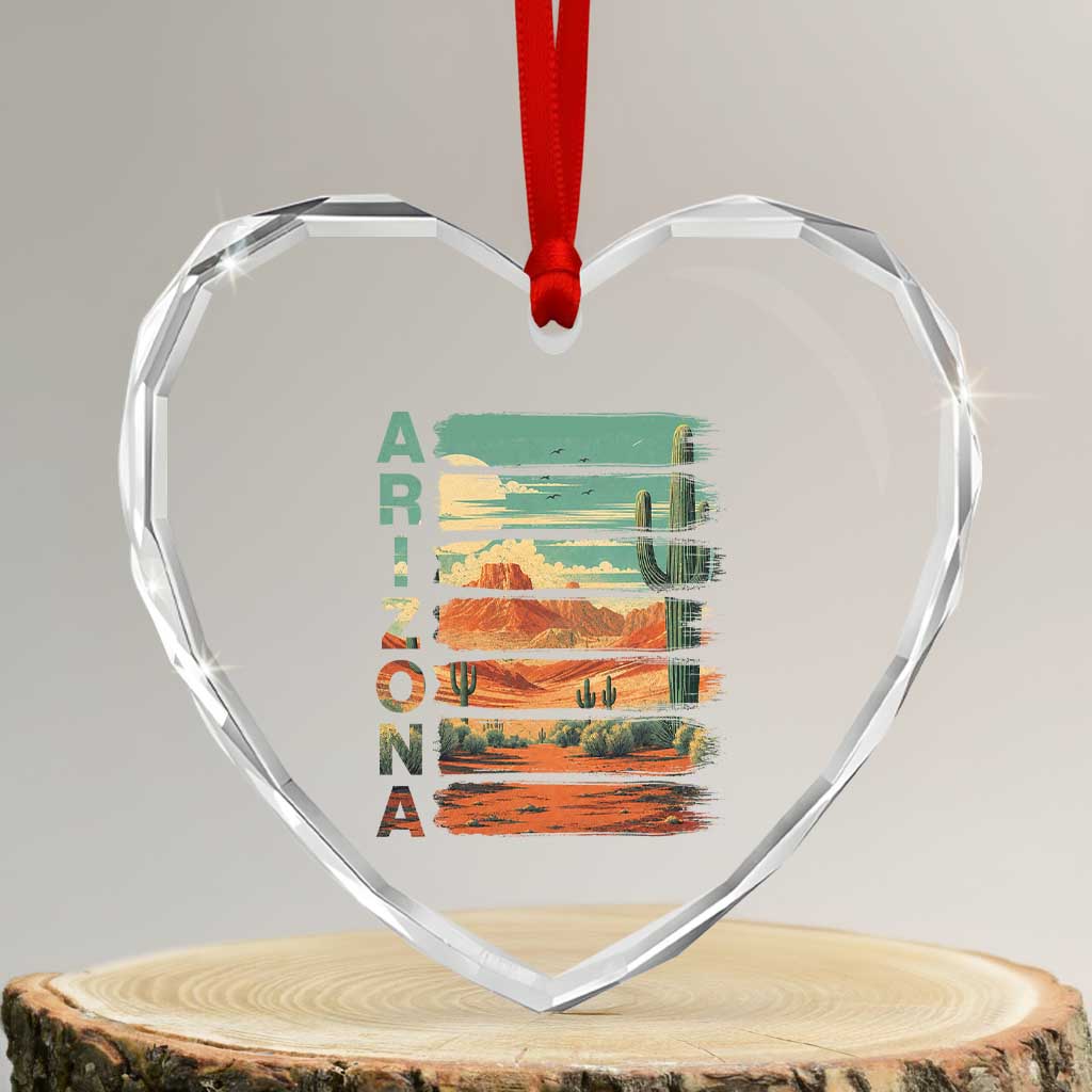 Arizona Desert Cactus Saguaro National Park Retro Heart Crystal Glass Ornament TS14 Transparent Glass 3'' Heart Print Your Wear