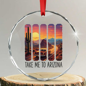 Arizona Desert Cactus Western Adventure Crystal Glass Ornament Take Me To AZ TS12 Transparent Glass 3'' Circle Print Your Wear